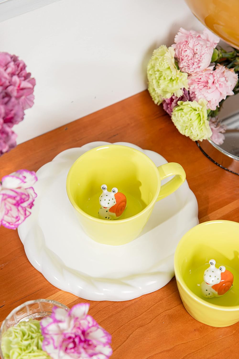 DIHOclub Ceramic Snail Cup Hidden 3D Animal Inside Mug，Garden series Handmade Figurine Snail Mugs (Apple green) - Image 8