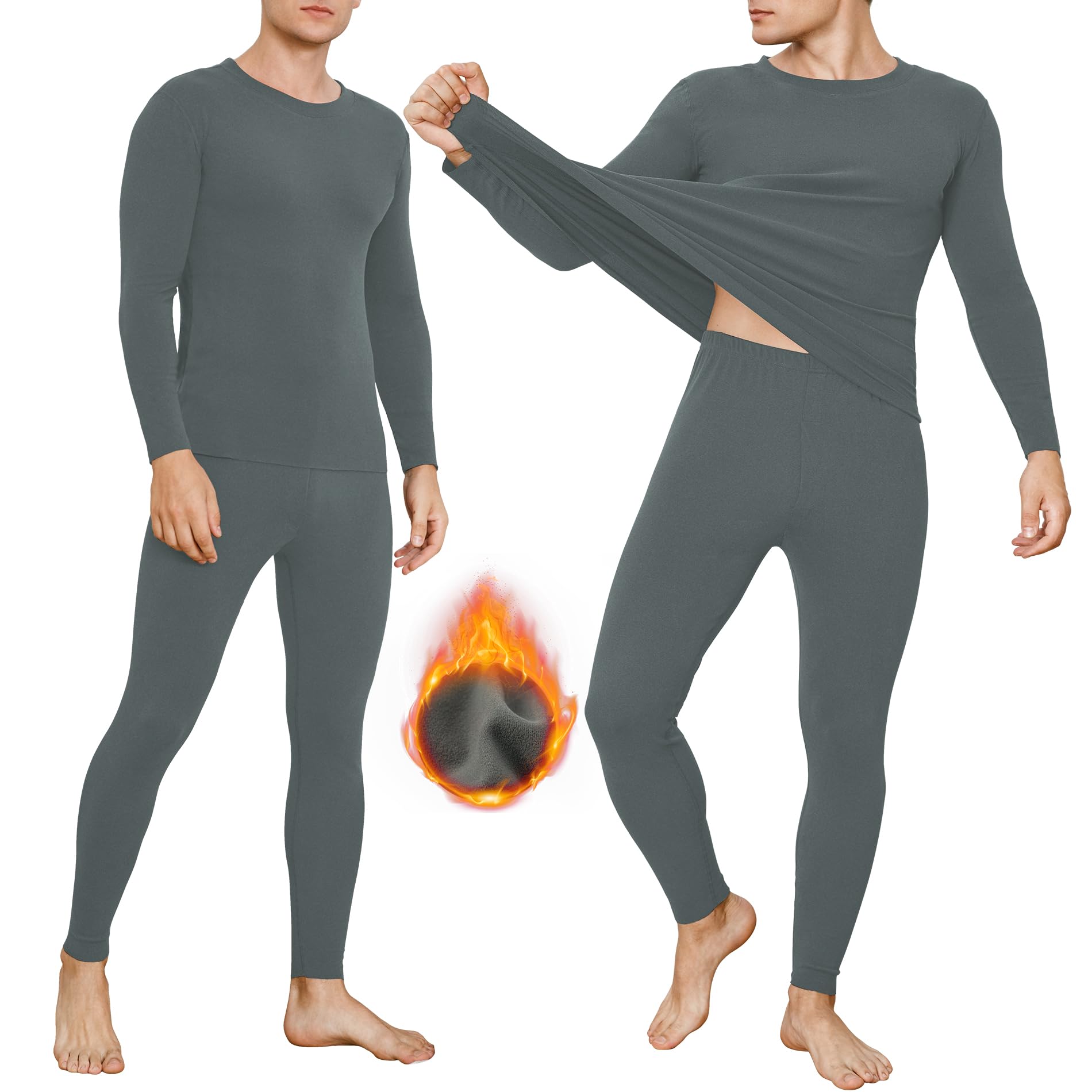 INNERSYMen's Thermal Underwear Set Lightweight Base Layer Long Johns for Winter Exercise