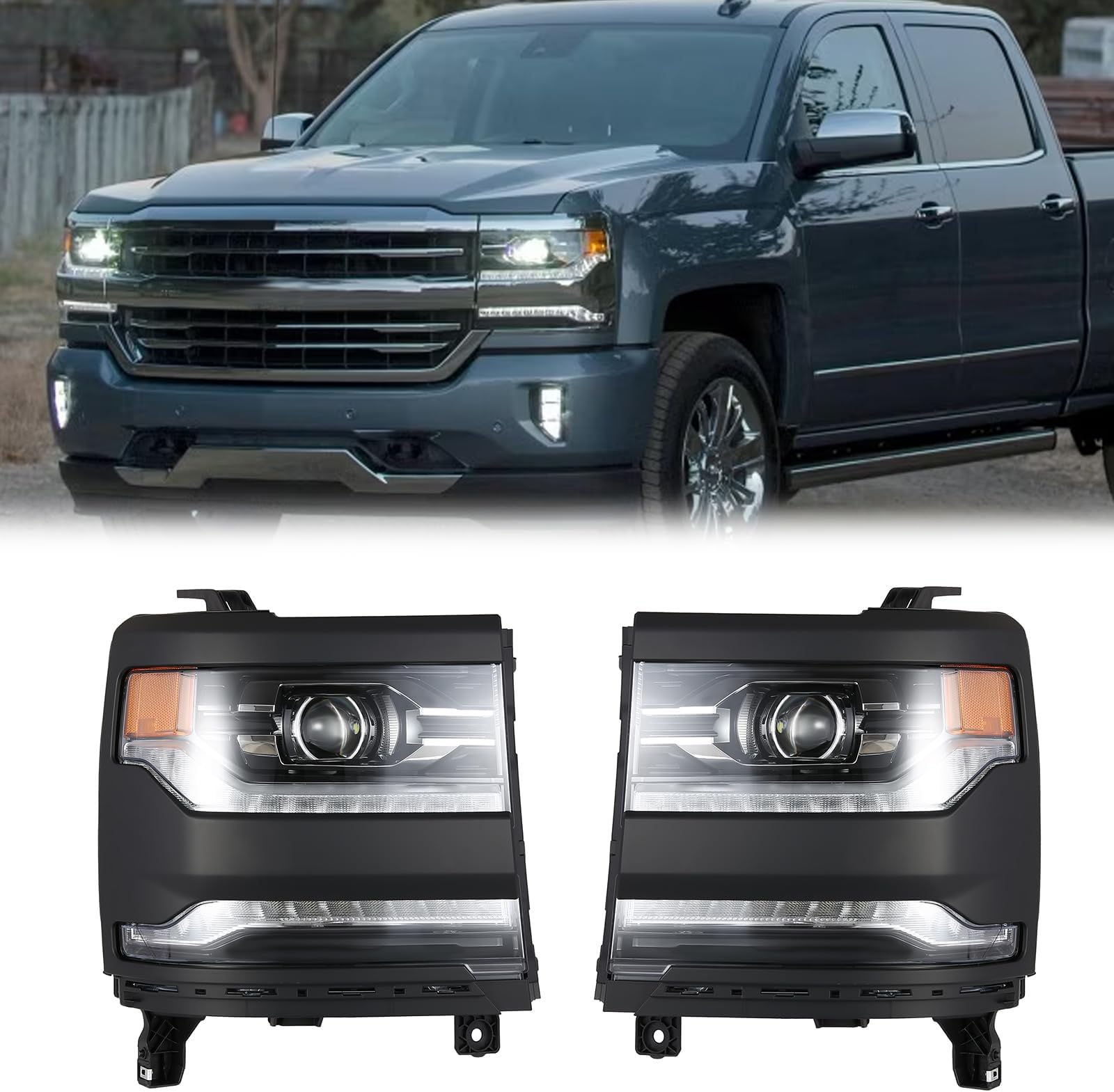 KARPAL Full LED Headlight Assembly Pair Fits for 2016 2017