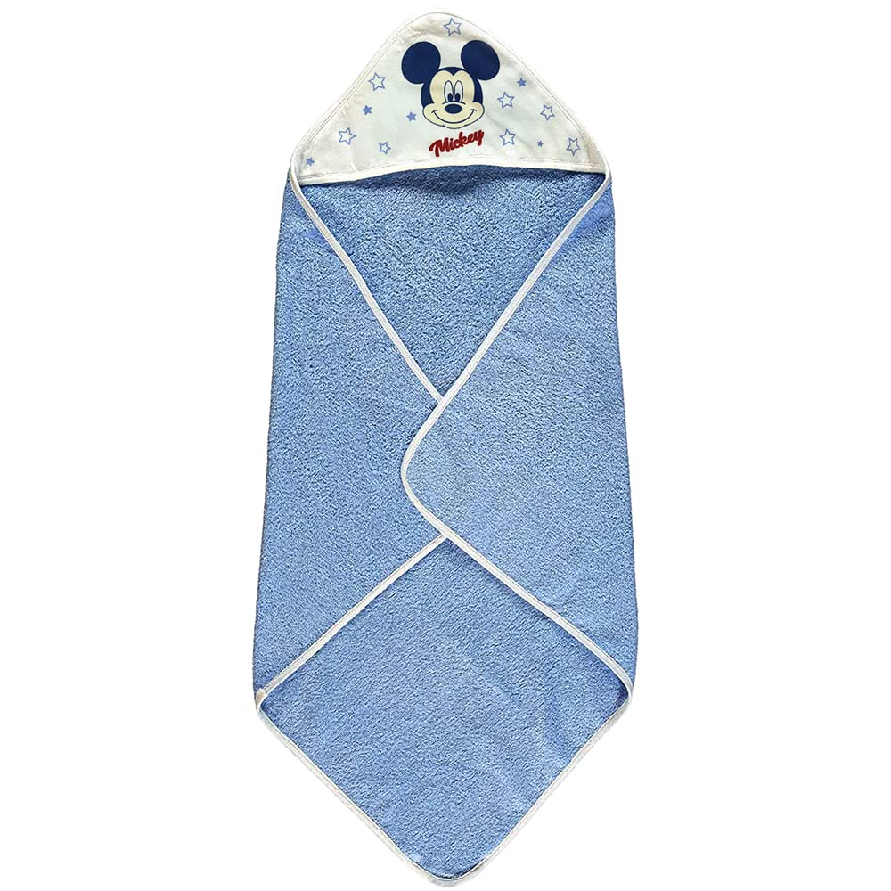Ellepi Accappatoio Triangolo Neonato Disney Baby Cotone Spugna Bambino Bambina Topolino Minnie Bagnetto Mesi Anni Regalo Nascita Asciugamano Fasciatoio Bimbi (Blu)