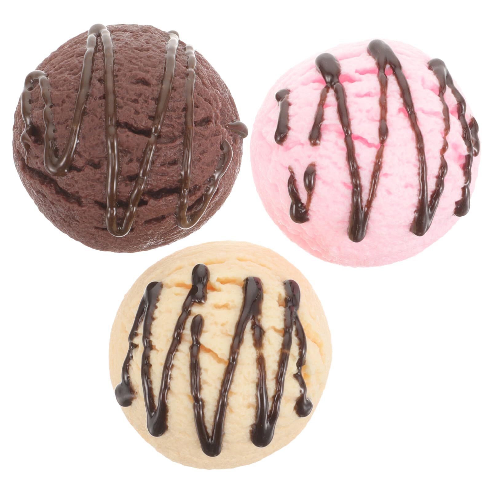 VOSAREA 3pcs Artificial Ice Cream Scoops Realistic Simulation Imitation Fake Food Desserts Model Replica Fake Ice Cream Balls Photography Prop for Home Shops Staging Display