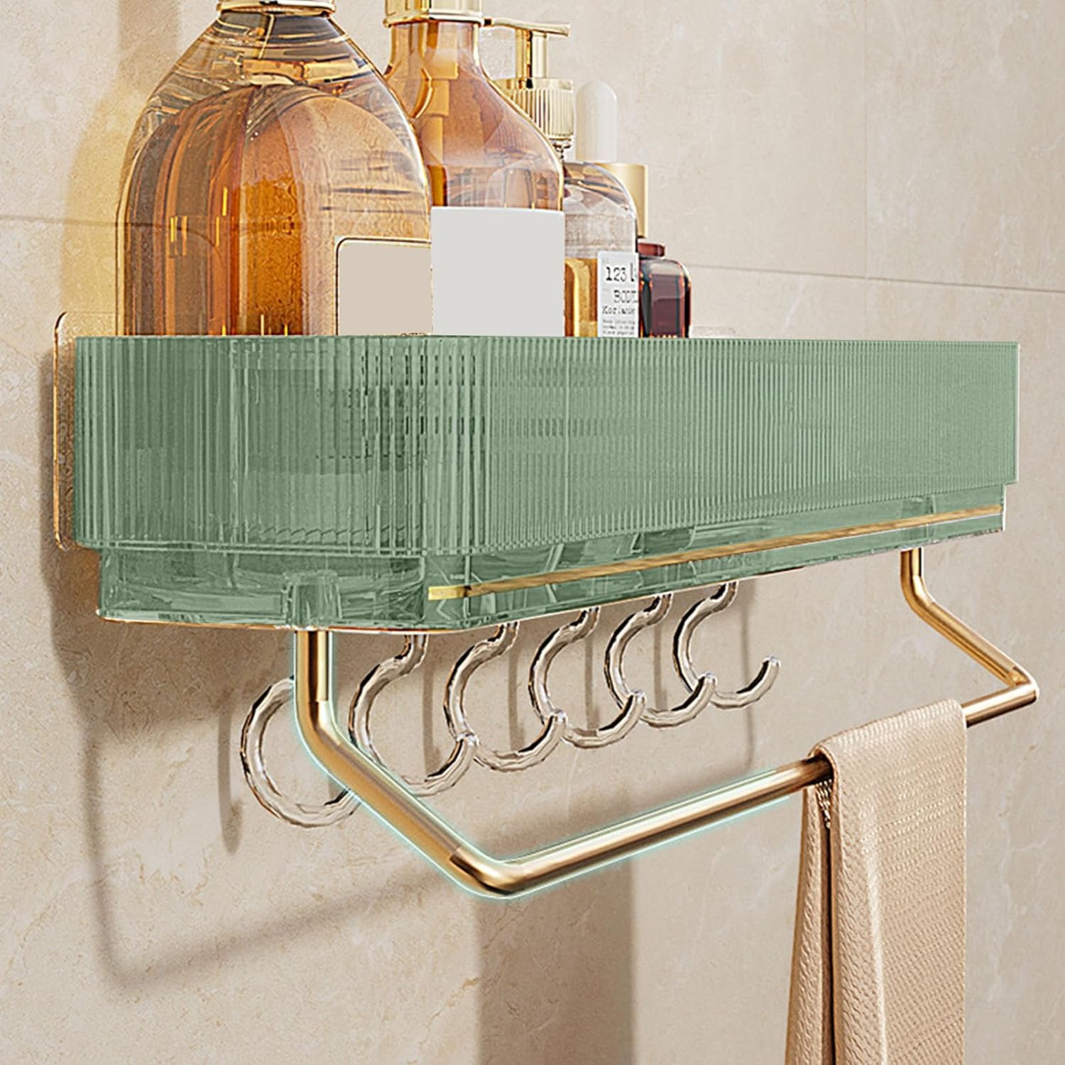 Clefairy Bathroom Storage Bathroom Shelf Bathroom Organiser Bathroom Shelf No Drill Shower Shelf Bathroom Caddy, Comes with 6Hooks (B0CQYFM77M) Amazon Price History, Amazon Price Tracker