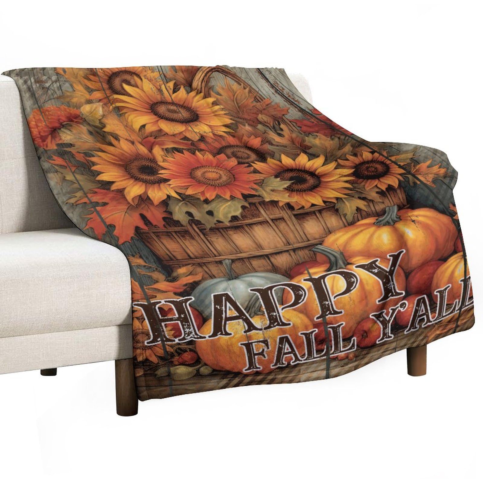 Cadeau automne plaid pelucheux motif citrouille pour décoration chambre enfant