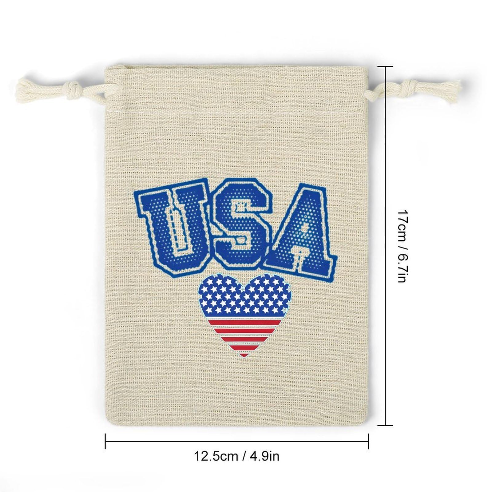 4th of July U.S. 8 Pack Small Gift Bags Cotton And Linen Drawstring Pockets Sachet Bag for Party Home Supplies
