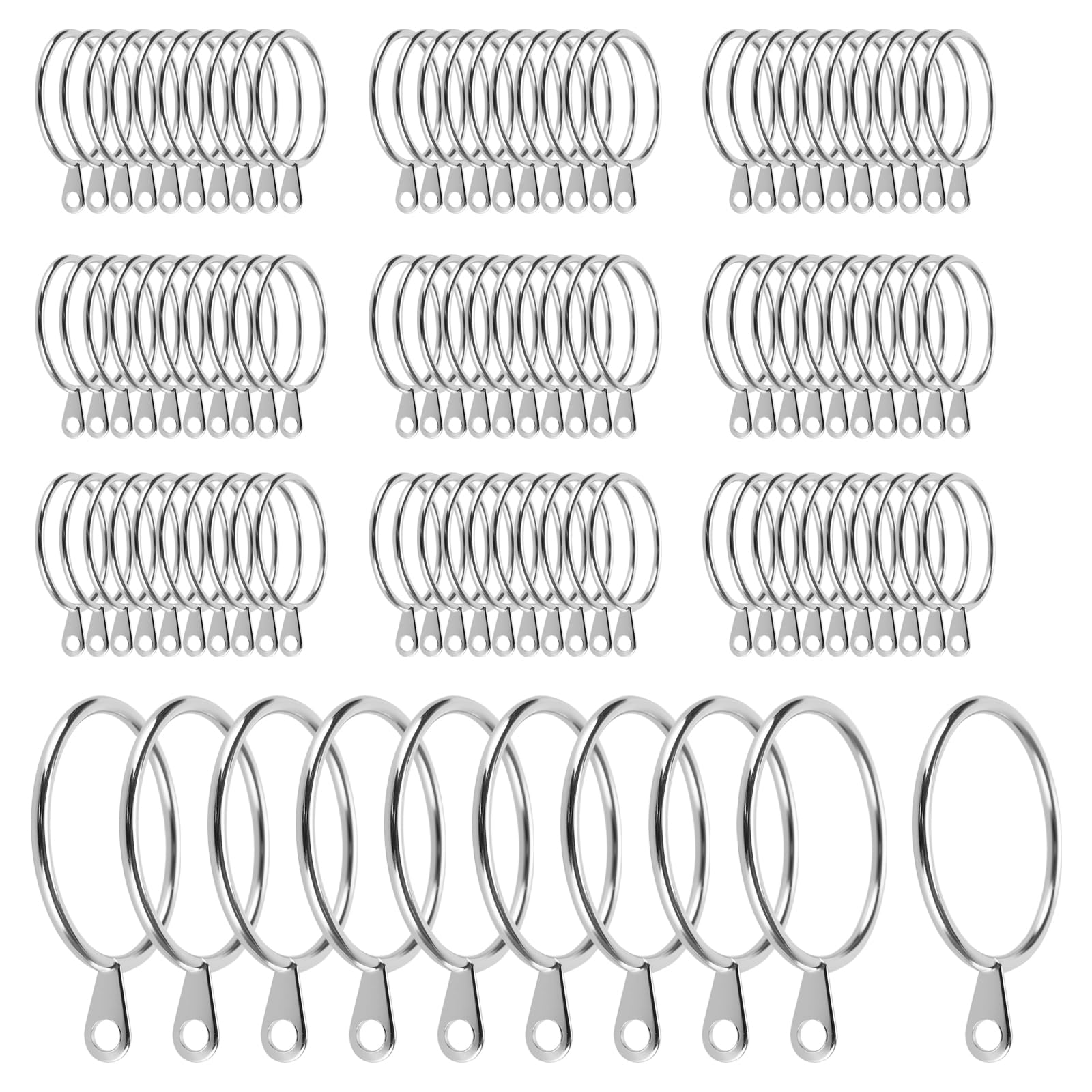 Jiayuet Silver 100 Pack Metal Curtain Rings,32Mm Inner Diameter Curtain Pole Rings,Metal Hanging Rings With Eyelets For Shower Rods,Drapery,Window Rods,
