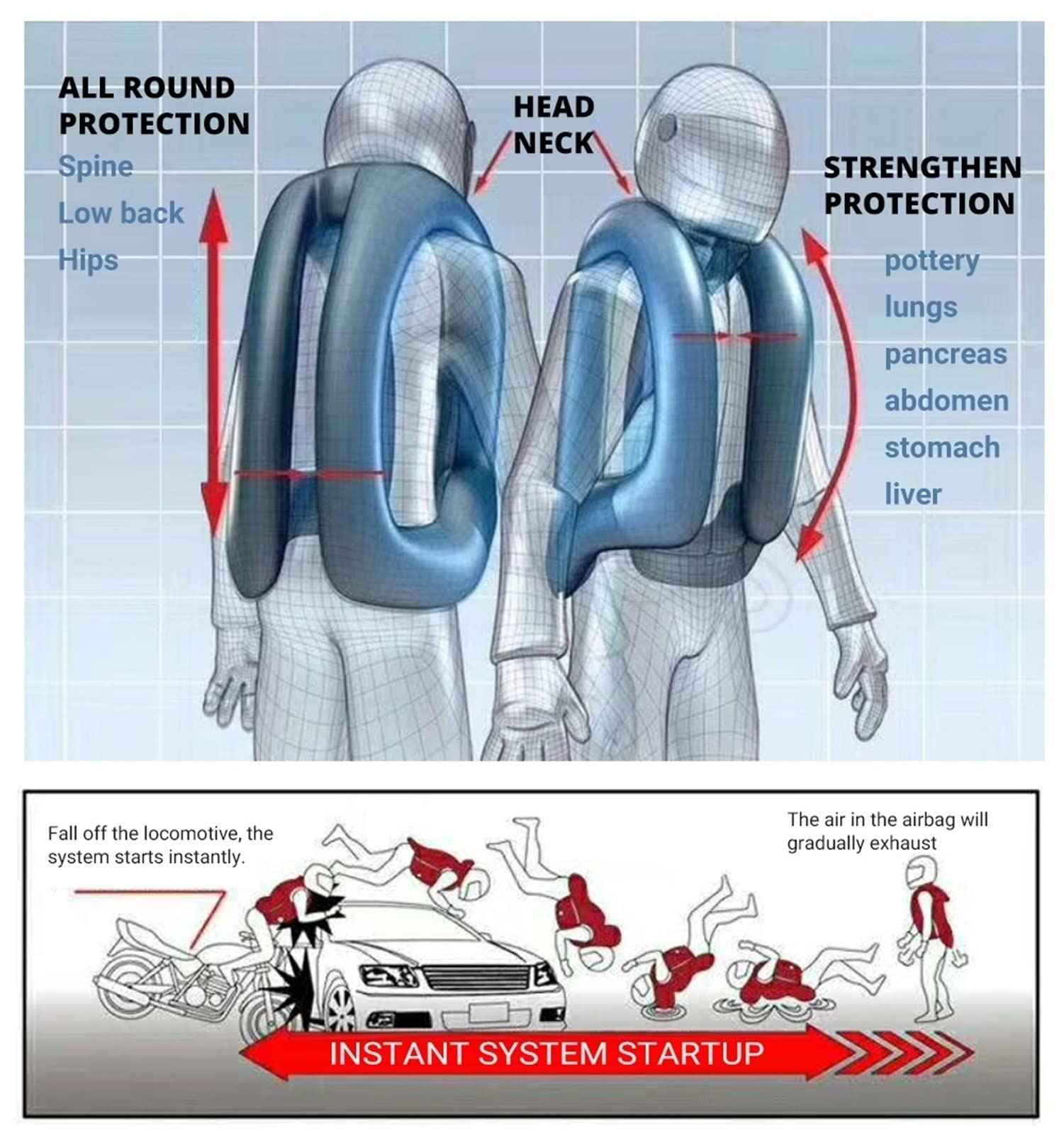 Motorrad Airbag Weste, Airbag Weste Motorrad für Herren Damen, mit Reflexstreifen, Airbag Weste Motorrad Jacken für Motorradfahrer und Reiten (Farbe : Grün, Größe : XL)