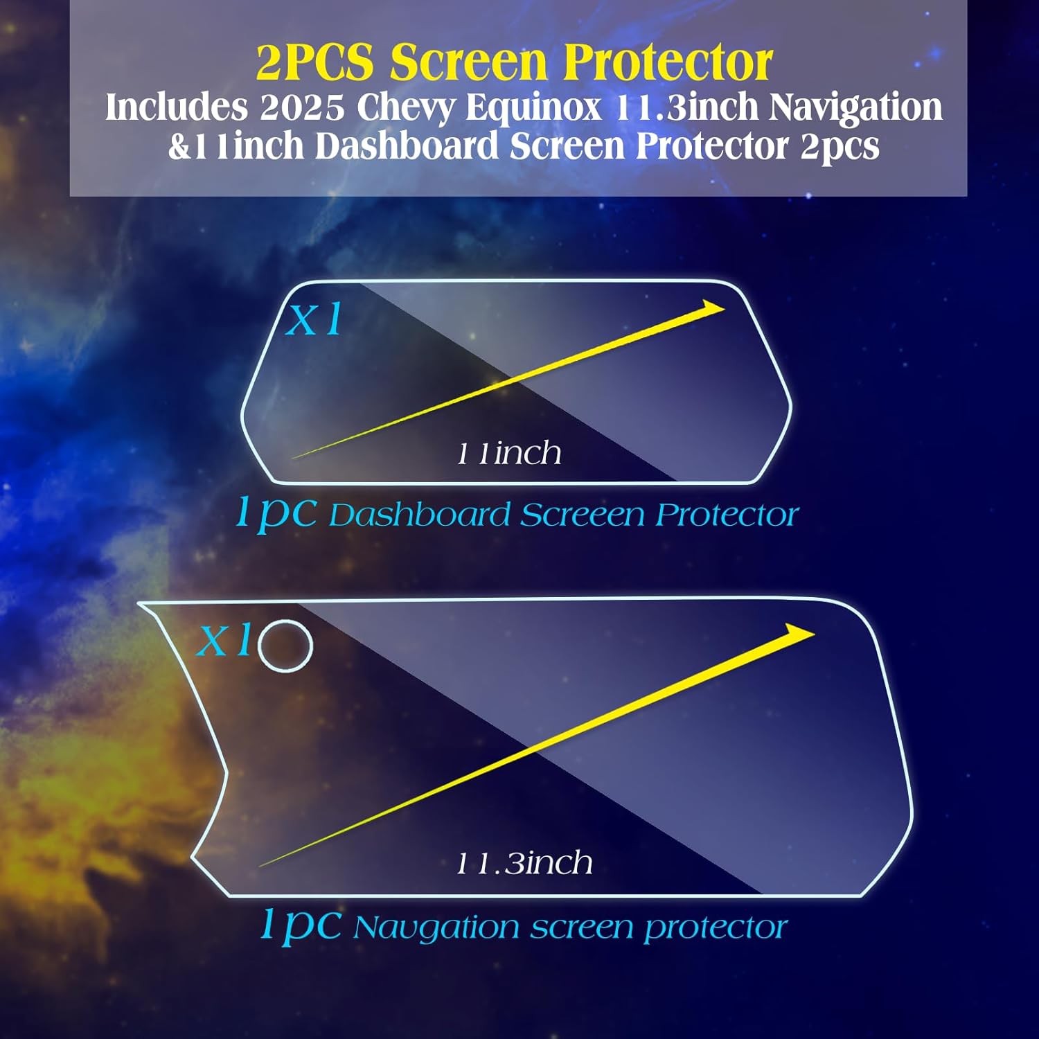 2pcs Anti Glare 2025 2026 Chev y Equinox Screen Protector Compatible with 2025 Equinox Accessories LT RS ACTIV Screen Protector11.3Inch Nav.&11Inch Dashboard Matte (Not For EV)