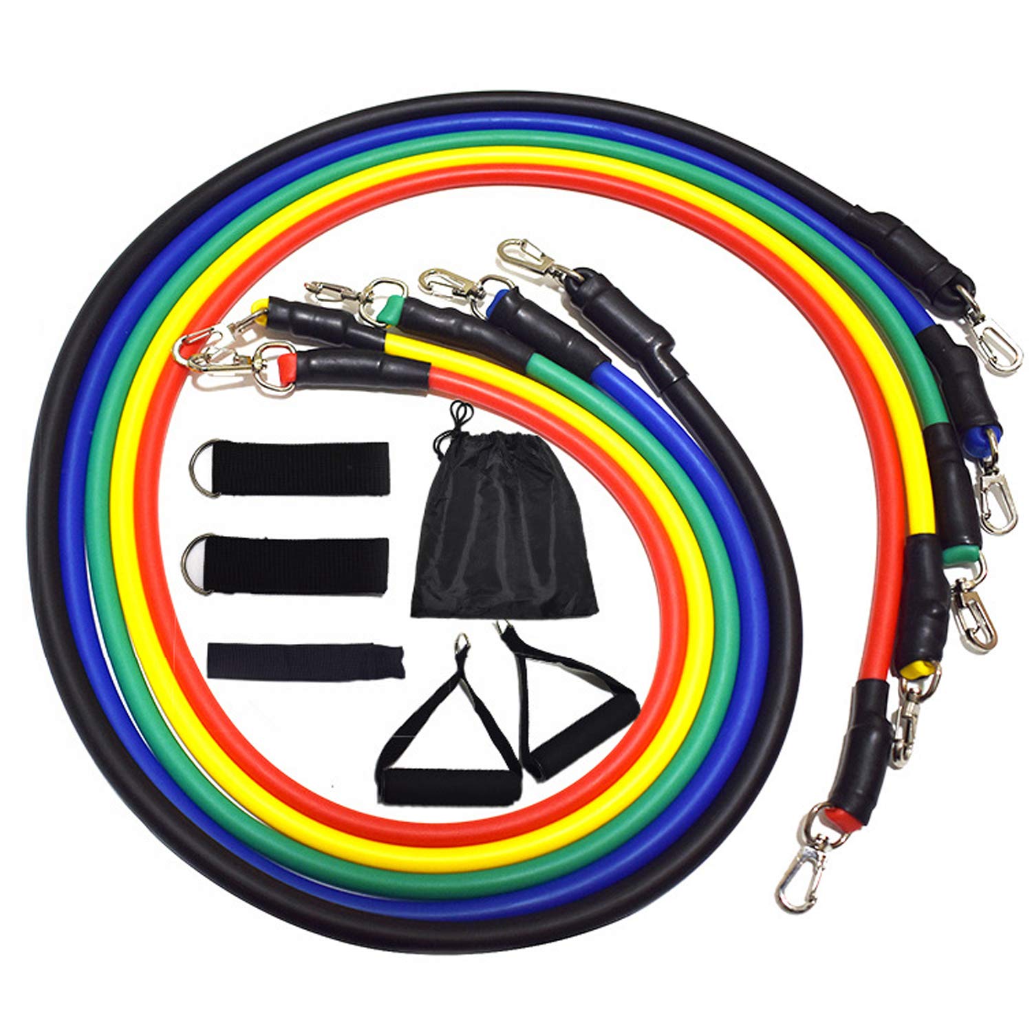 Resistance Bands Set Exercise Bands, Indoor/Outdoor Fitness Bands with Door Anchor & Handles for Strength, Slim, Yoga, Home Gym Equipment for Men/Women 11 Pack