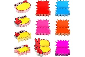 Decorative and Vibrant 500-Piece Burst Sign Shape Paper Price Labels for Retail Applications