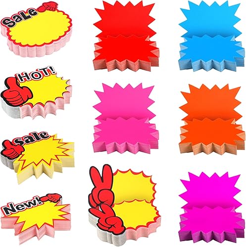 500 letreros fluorescentes en forma de estrella en blanco, etiquetas de venta al por menor para recuerdos de fiesta al por menor (500 piezas, forma