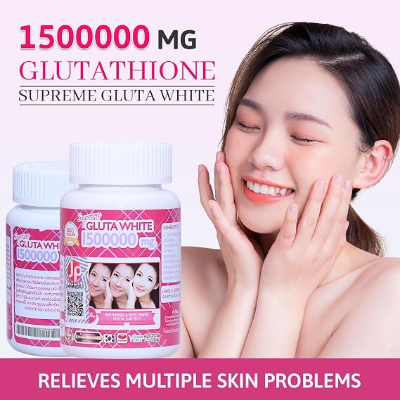 1500000mg for Skin Lightening, Skin Moisturizer, Collagen Stimulator Healthy Blood Circulation | L-Glutathione 30 Softgels (Pack of 3)