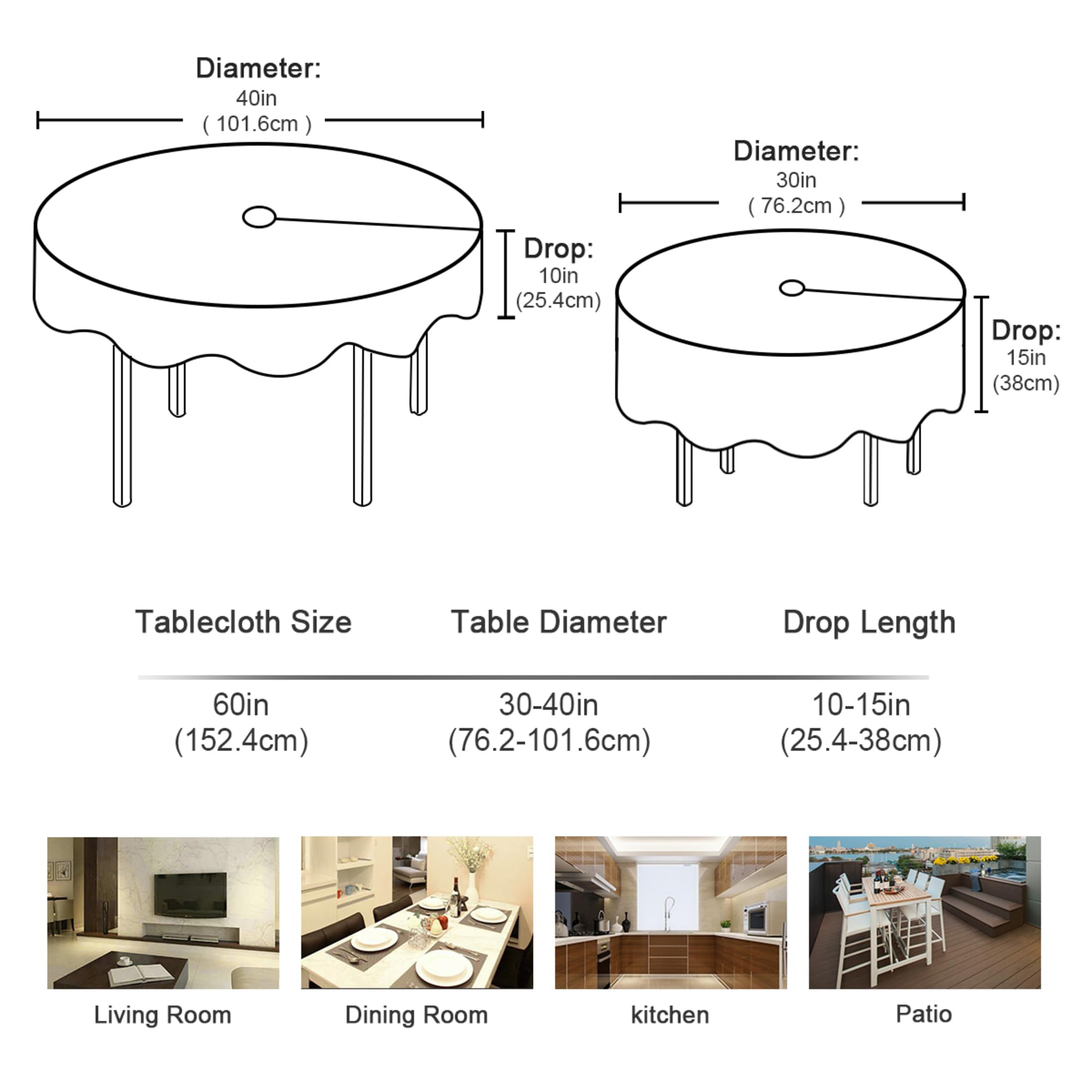 Mantel redondo de 152 cm, diseño de hongos, de poliéster, con borde de encaje, con agujero para sombrilla y cremallera, fácil de limpiar para cocina, comedor, patio, picnic