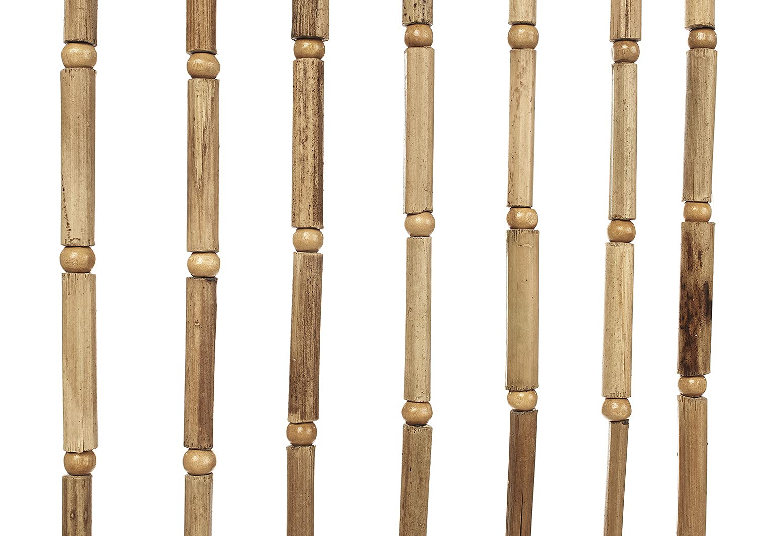 Kobolo Türvorhang BAMBOO 90x200cm braun, Bambus Perlenvorhang mit 31 Strängen je 0,8,cm & Holzleiste, dekorativer Fadenvorhang als Insektenschutz & Raumteiler für Balkon- & Terrassentür, handgefertigt