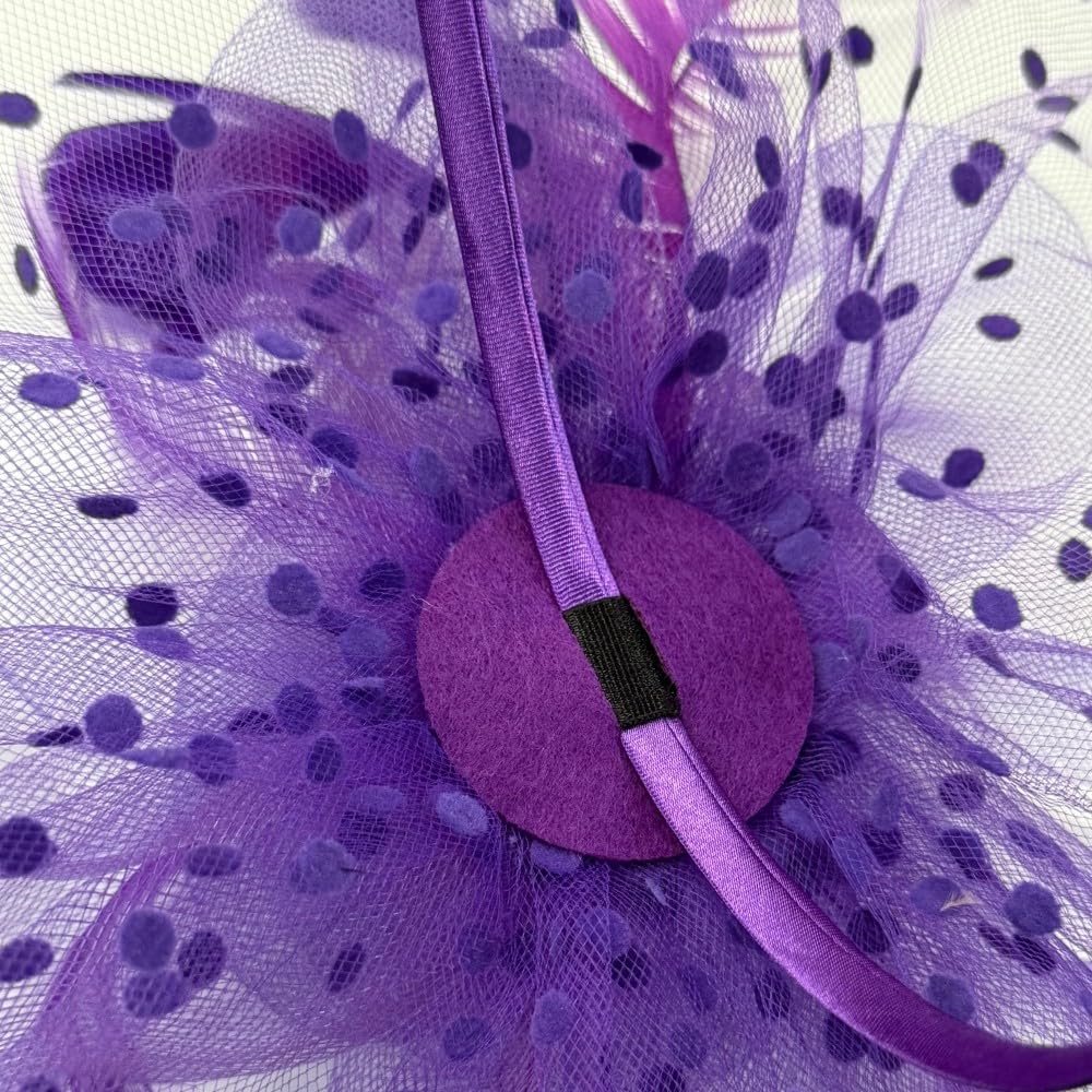 Fascinators Hats Tea party headpiece feather hat flower with hair clip and headband Suitable for Women. - Image 5