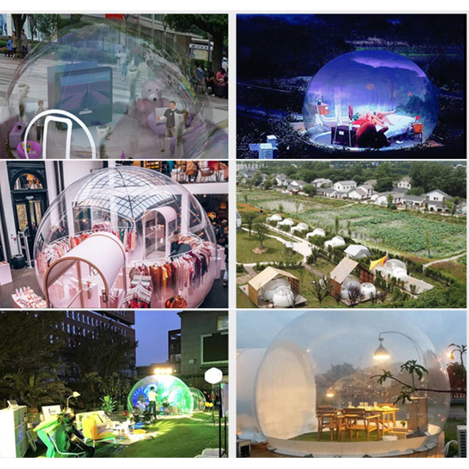 Outdoor PVC Inflatable Bubble Tent with Tunnel Clear Dome Tent for Camping Hotel, Star Empty Tent with Hair Dryer and Repair Kit Vision