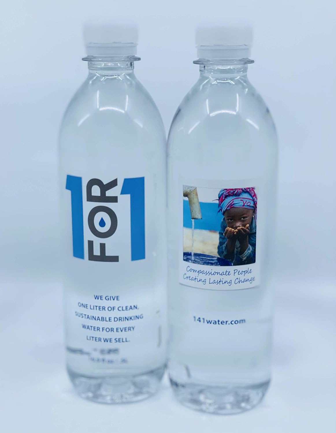 1for1 Water Natural Spring Water, 0.5-Liter Biodegradable Bottles (Case of 24)