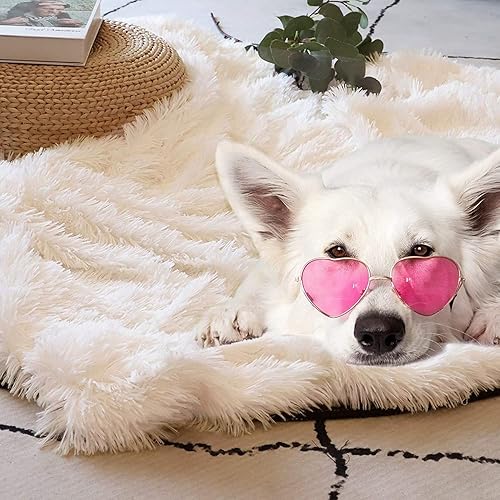 Miniatura 6 de Tuddrom - Manta de pelo sintético suave y decorativa, reversible, doble capa, ligera, de pelo largo, mullida, cálida, acogedora, de felpa, de