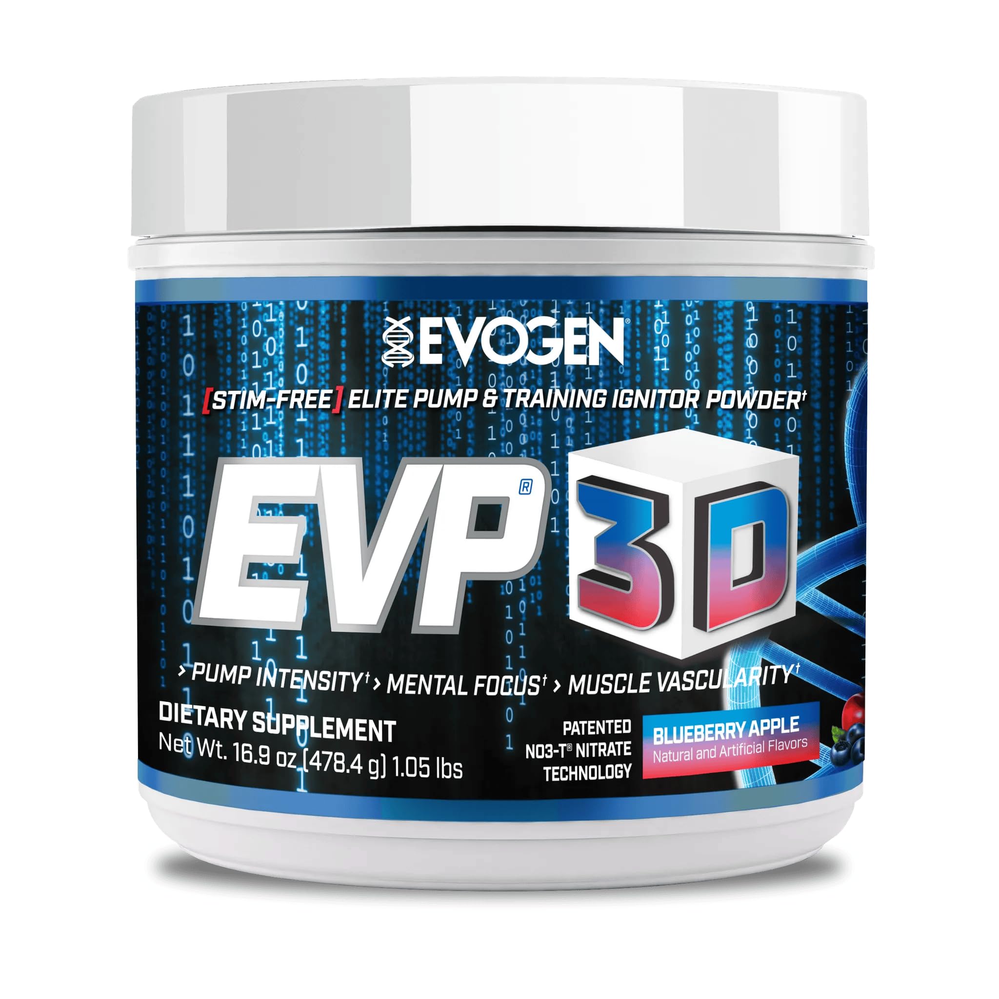 EVP 3D - Stim Free Pre Workout Powder for Men & Women | Sugar Free Non Stim Preworkout with Beta Alanine and Creatine for Energy & Pump | Blueberry Apple | 40 Servings