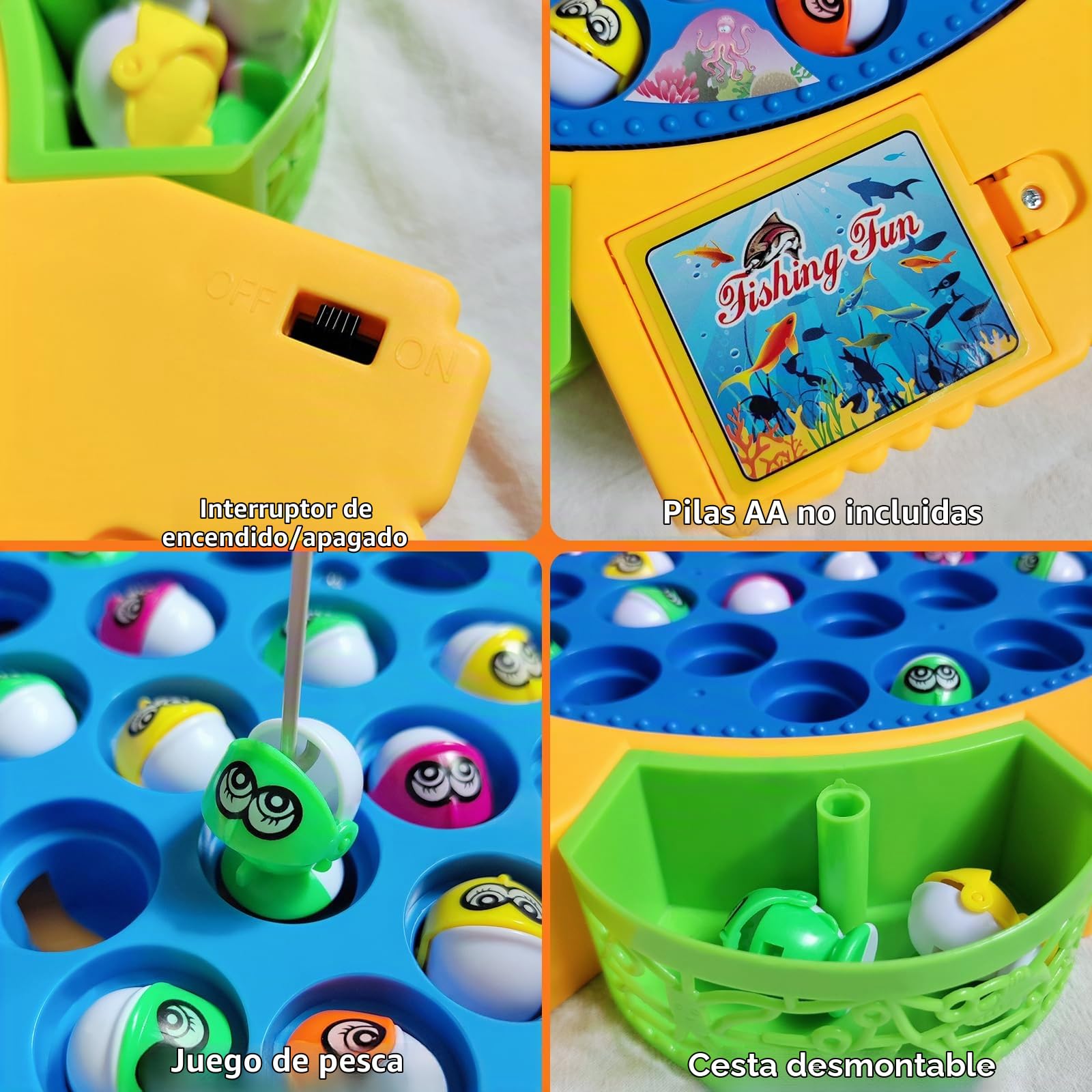 Juguete de Pesca Eléctrico, Juego Musical y Giratorio con 45 Peces y 4 Tiras de Caña, Juego de Pesca Magnético Juego de Mesa, Juegos Educativos Regalos para Niños/Niñas de 2 3 4 5 6 Años | Juego de Pesca Magnético Juego de Mesa, Juego Musical y Giratorio,