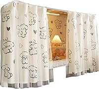 Vista 23 de Cortinas de gasa bonitas genéricas para litera con dosel de cama con encaje, 2 paneles, aguacate