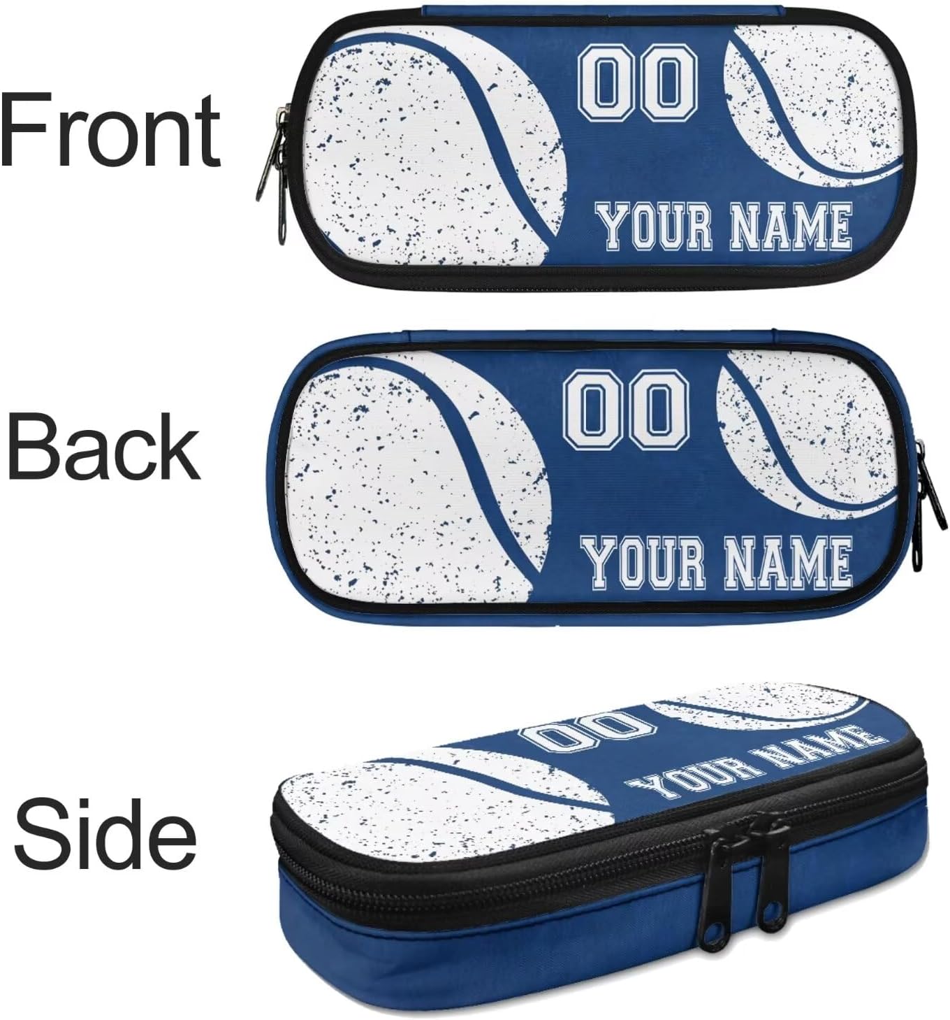 4 Pcs Tennis Pattern Laptop Bag Set for Kids Boys Girls, Personalized Carry on Backpack Messenger Bags Lunch Bag Pencil Bags with Zipper, Blue