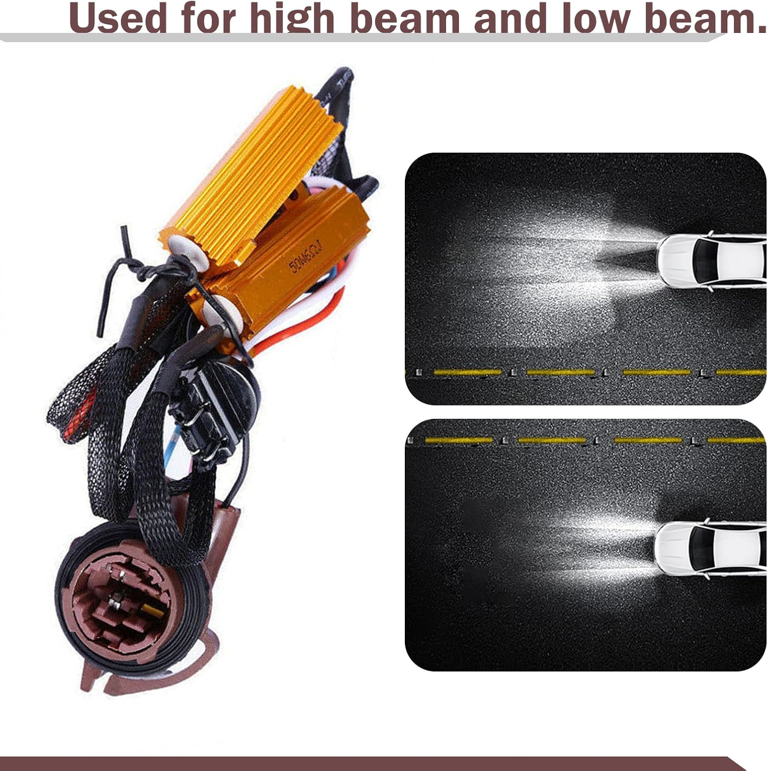 Downhill 2 PCS Car 3157 LED Error Decoder, 50W 6 Ohm LED Light Decoder, Brake Light Resistor Decoder, Bi-Filament Fog Lights Daytime Running Harness Adapter, for T20/3157/4157 Light Bulb (3157)