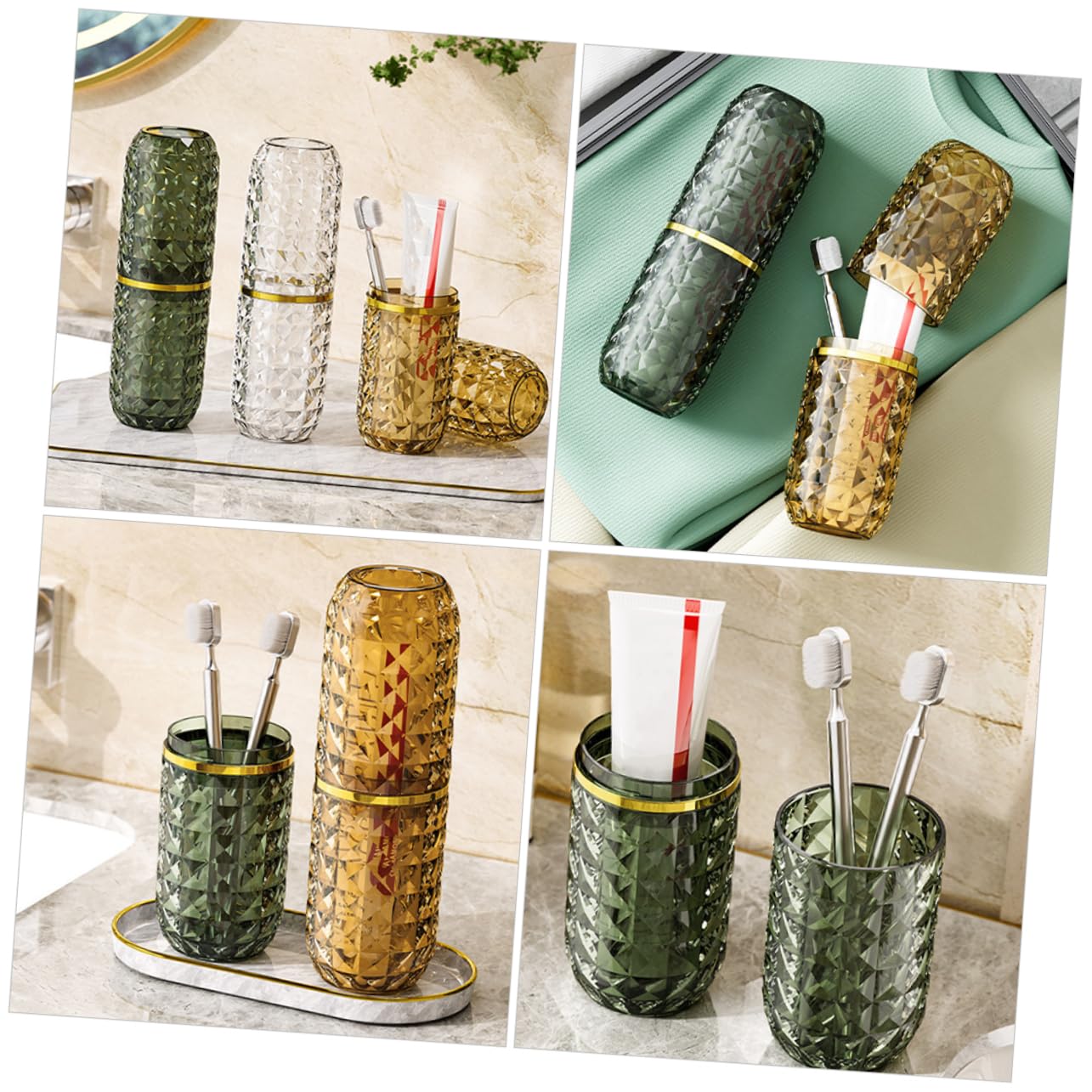 BESTOYARD 3pezzi Portaspazzolino Da Viaggio Organizer Per Bagno Contenitore Per Spazzolino e Dentifricio Design Elegante e Portatile Per Famiglie e Viaggi