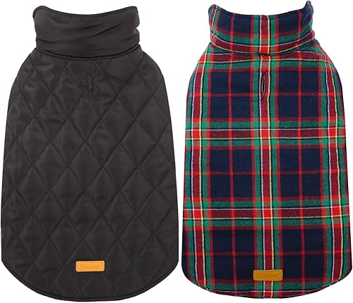Miniatura 15 de Kuoser - Abrigo impermeable de invierno para perro, chaqueta reversible estilo británico, ropa para perro a cuadros, abrigo acogedor para perros