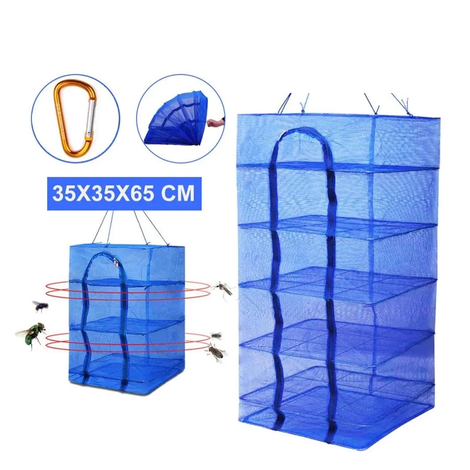 Essiccatore ad Aria a 3 Livelli for Frutta, Carne, Pesce essiccato, Carne secca, essiccatore for Armadio for Erbe aromatiche per Appartamenti, Lavanderia(35cmx35cmx65cm)