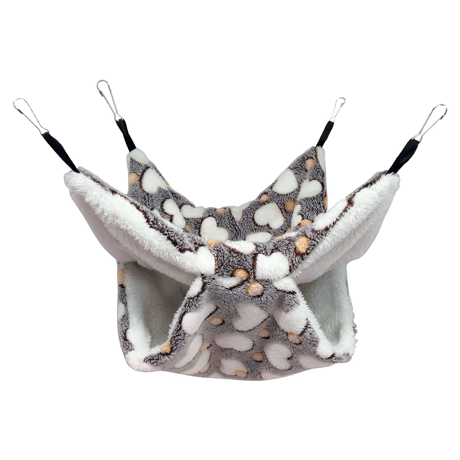 SOBW Hamaca cueva de 2 niveles, cama colgante mullida, jaula para animales pequeños, juguete intelectual con gancho para rata, chinchillas, Totoro, hámster, hurones, ratones, roedores