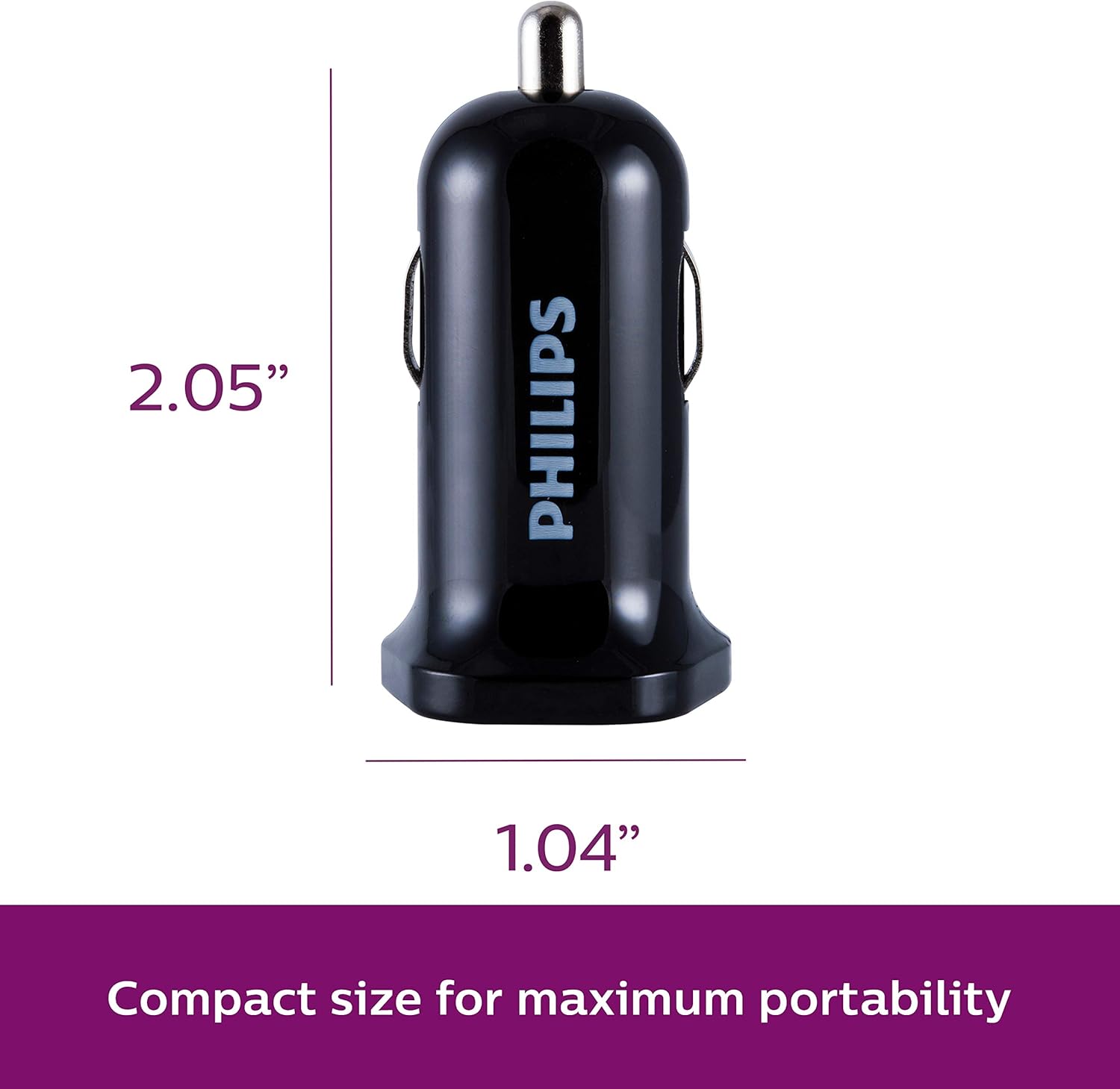 Philips Accessories 12W USB Car Charger, 2 Ports, for iPhone 12/11/XS/XR/X/8, iPad Pro/Air/Mini, Samsung Galaxy S21/S10/S9/Plus, Google Pixel 5/C/3/2/XL, DLP2457/37 : Everything Else