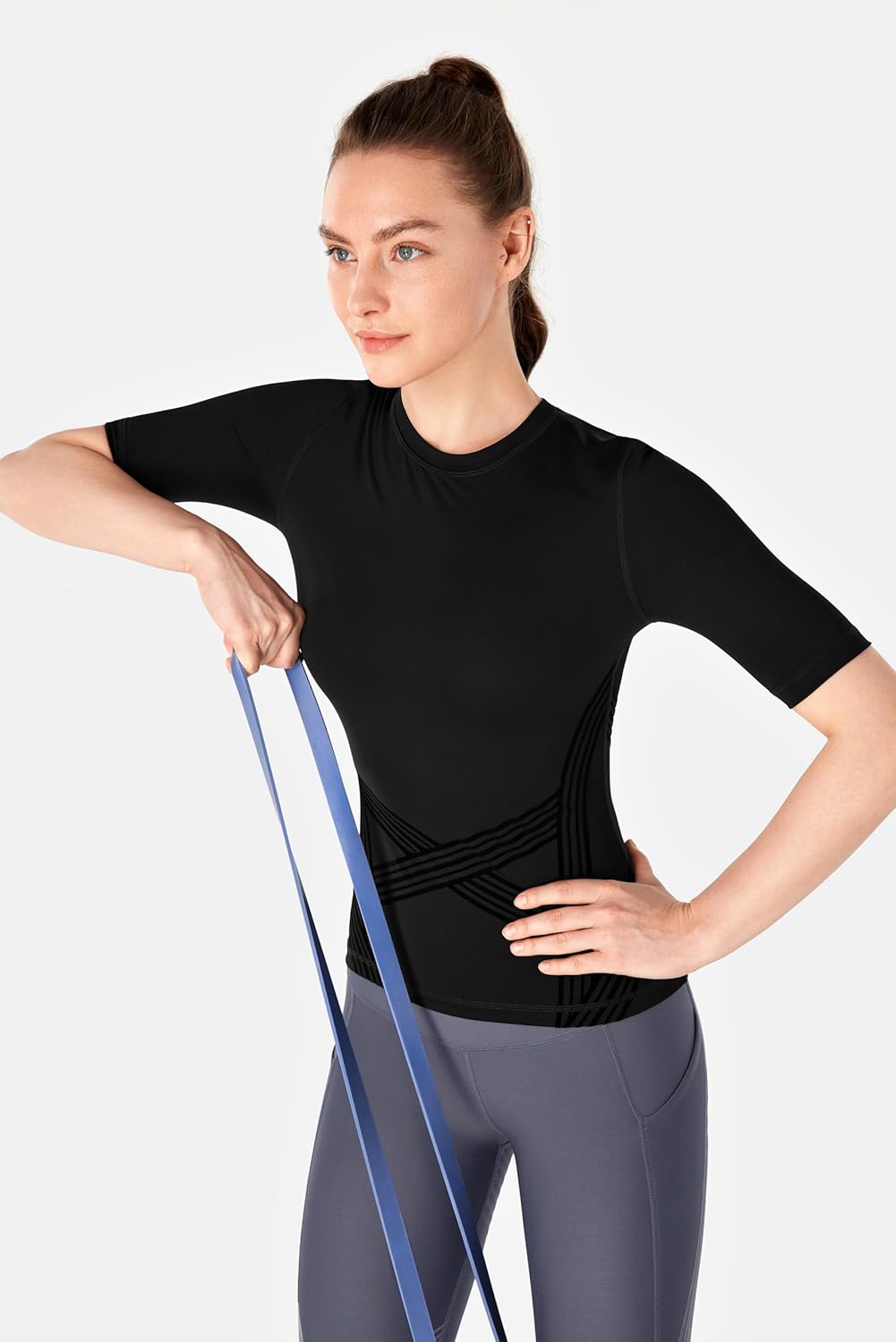Fanka Powerband Resistance Short Sleeve Top for Women-Muscle Support & Arm Stability, Compression Fit