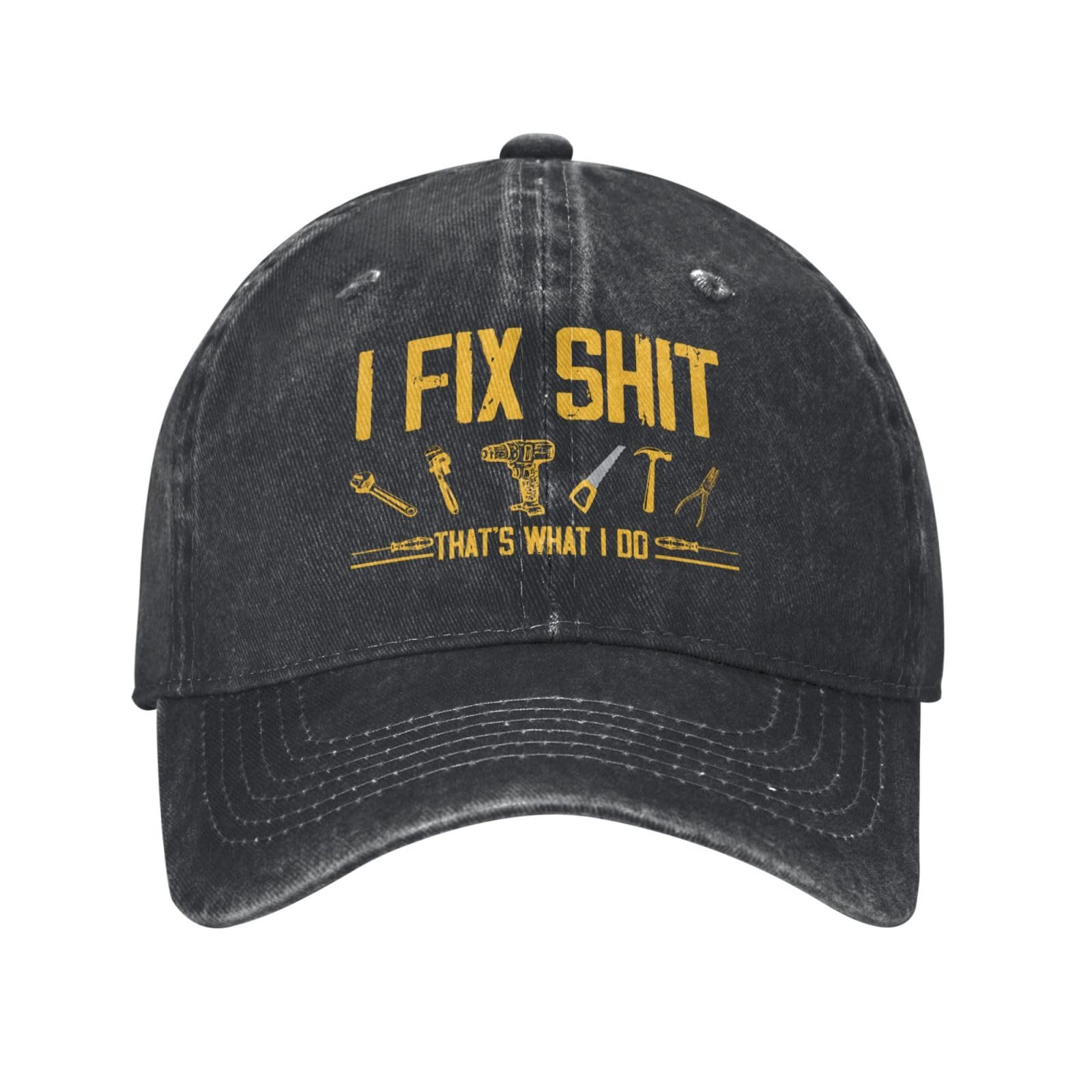 Aceprints Unisex Black I Fix Shit Cap That's What I Do Denim Hat