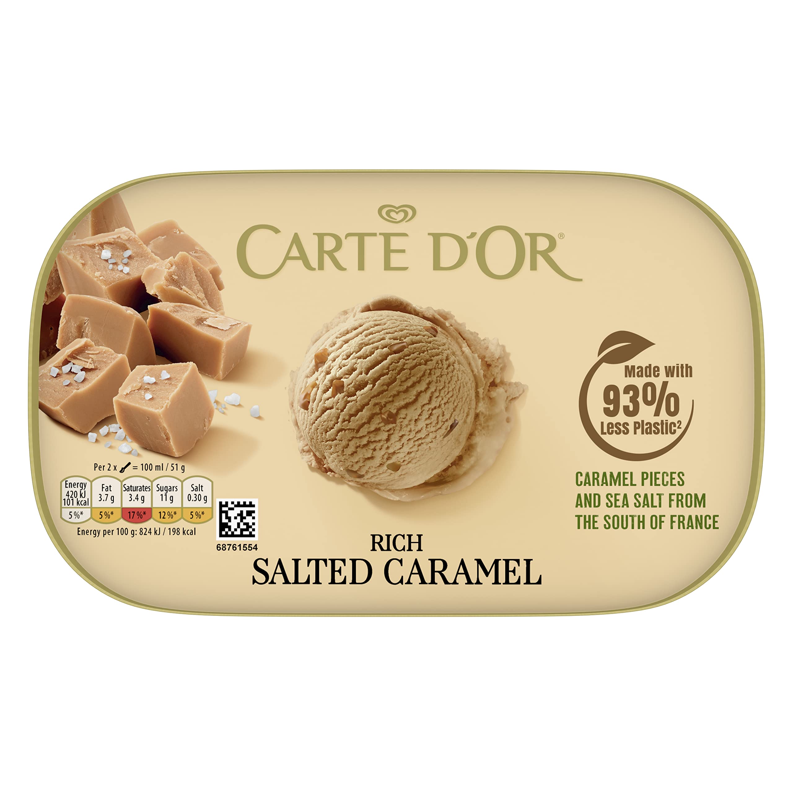 Buy Carte D'or Rich Salted Caramel made with Caramel pieces and Fleur de Sel salt flakes Ice