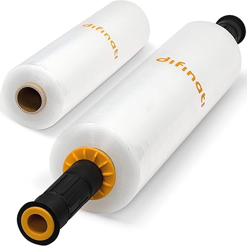 Difinati Paquete de 2 envolturas de plástico para moverse, resistencia industrial de 15 pulgadas x 1,200 pies, rollo de envoltura retráctil, rollo