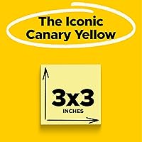 Vista 3 de Post-it Notas súper adhesivas, 3 x 5 pulgadas y 3 x 3 pulgadas, 12 almohadillas y 18 blocs, amarillo canario, 2 veces el poder de pegado, reciclables