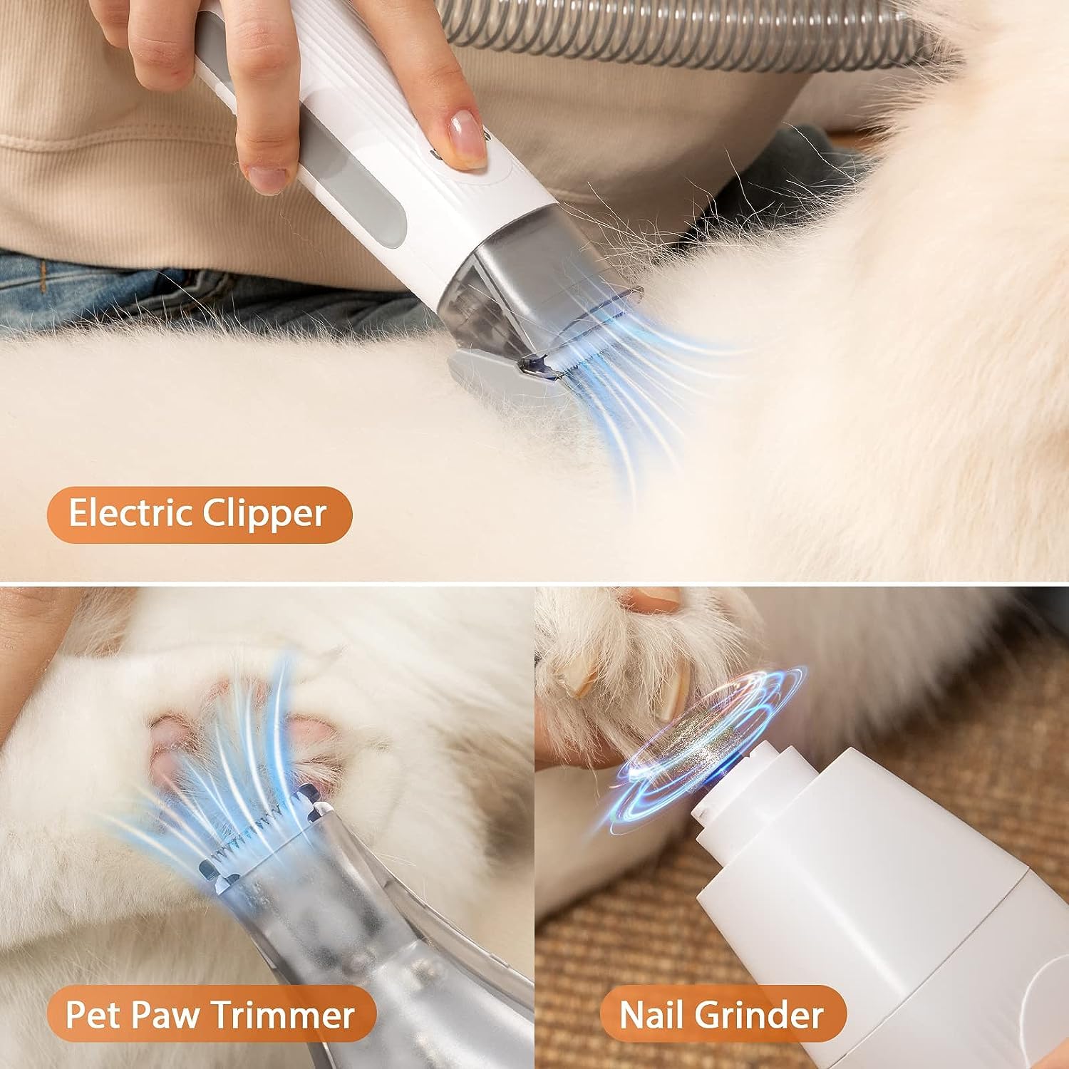 Afloia Hundeschermaschine mit Staubsauger, Profi Haustierpflegeset, leise Schermaschine Hund Katze Tierhaarschneidemaschine, Professioneller Hundehaarschneidemaschine mit 7 Pflegewerkzeugen, 1.5L
