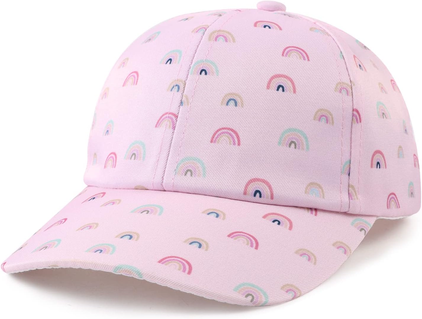 Girls Baseball Cap Kids Cute Sun Hat Adjustable Trucker Hats Toddler Rainbow Floral Ponytail Caps Spring Summer
