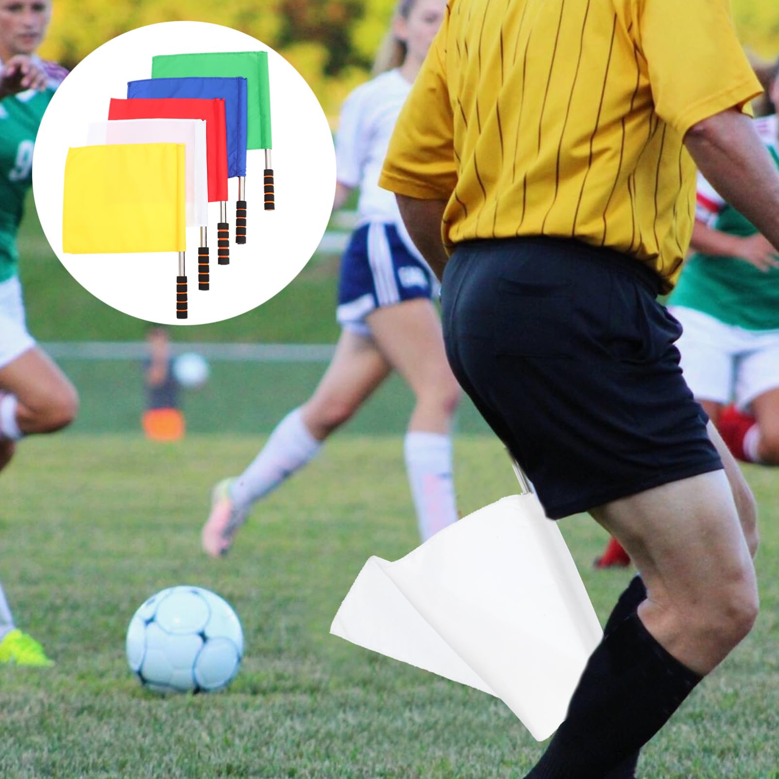 ibasenice Bandiere e Metallo Inossidabile in Poliestere Alta Leggero Kit 10 Visibilità Segnalazione per Giudice Calcio Partite