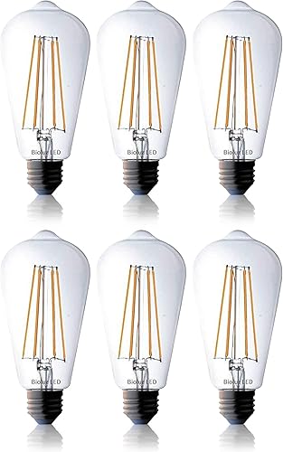Vista 7 de Focos de ledes Bioluz clásicas Edison, regulables, 7W ST64, foco LED antiguo con filamento de jaula de ardilla para decorar casa, E26, paquete de 6
