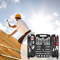 Vista 9 de TLGREEN Juego de herramientas de 95 piezas, kit de herramientas, juego de herramientas mecánicas, caja de herramientas portátil con llave ajustable
