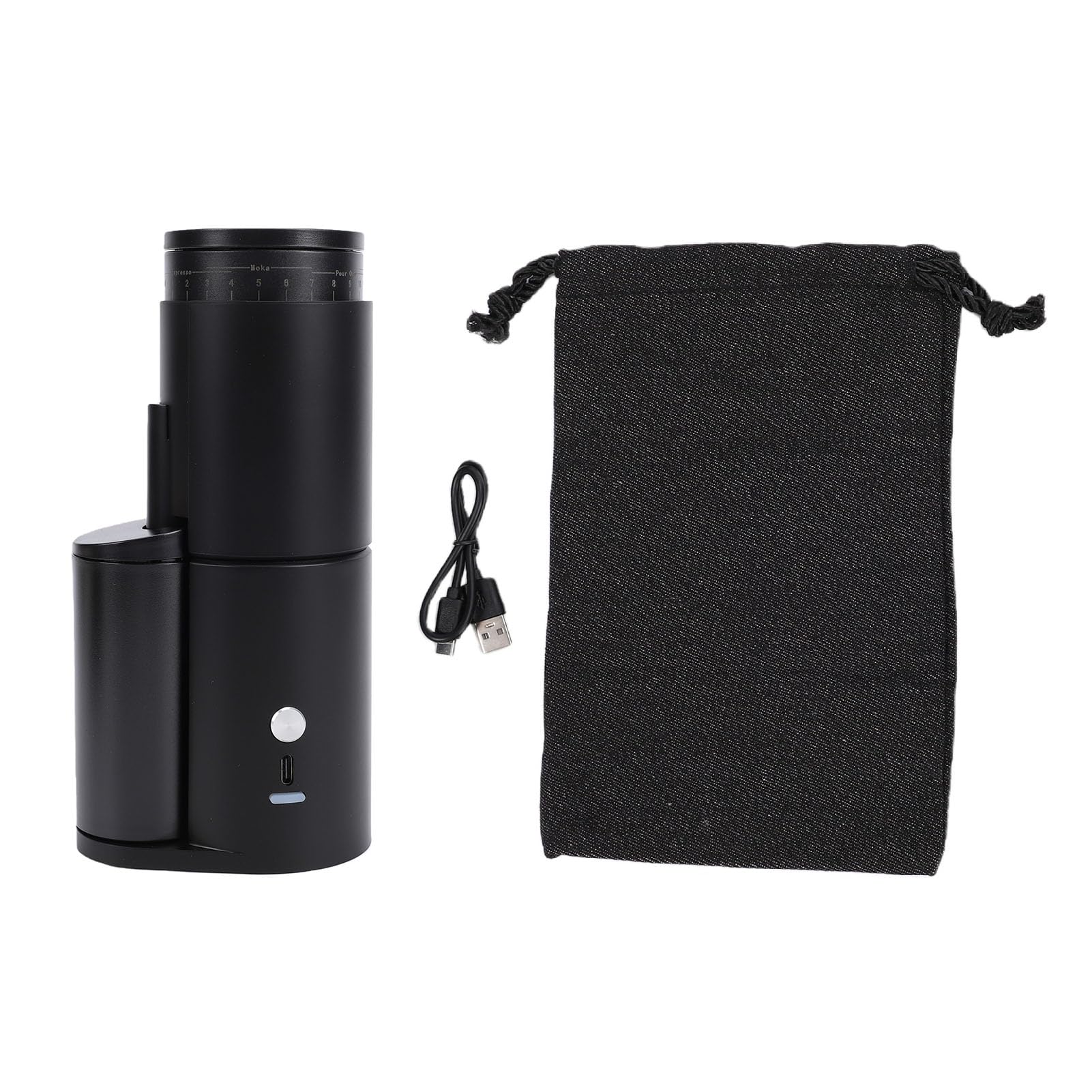 Molinillo de café Eléctrico, Molinillo Portátil Antistático con | Construcción de Acero Inoxidable, Recargable por USB, 25 G, Molido fino.