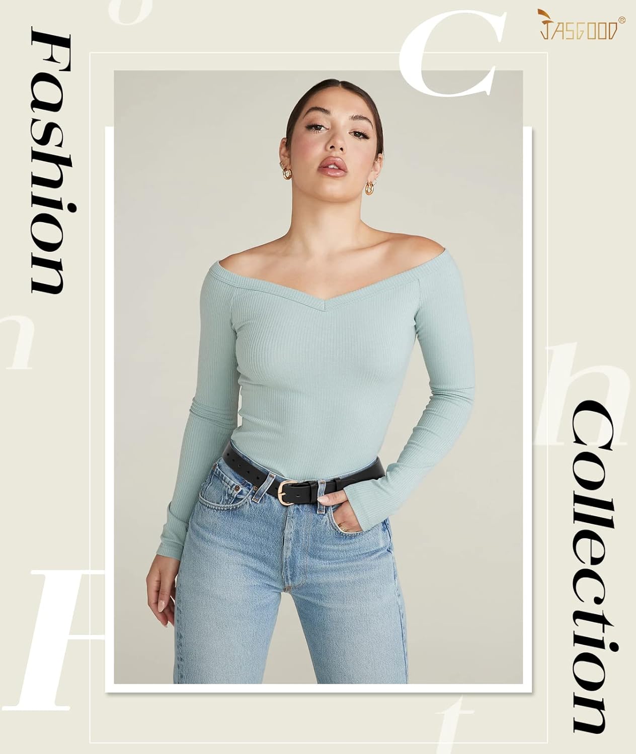 JASGOOD Women Leather Belt for Jeans Pants Gold Buckle Lady Casual Dress Waist Belt - Image 2