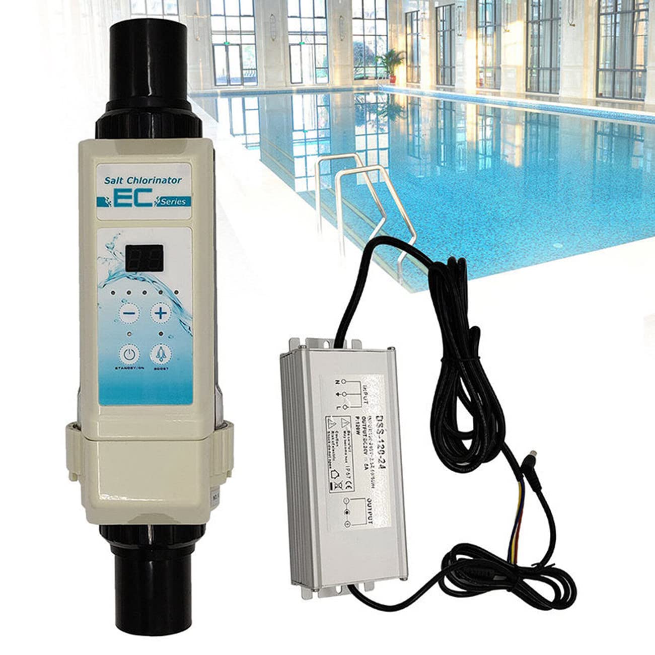 Máquina de Cloro salino para Piscina 8/16/12/20 g/h Máquina generadora de Cloro salino para Piscina SPA Máquinas cloradora Salina para Todo Tipo de Agua, 16 g/h