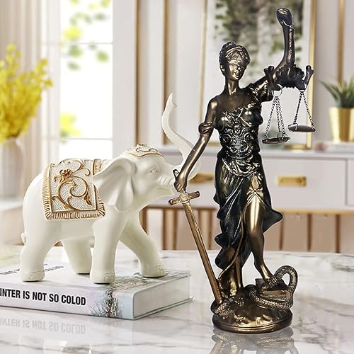 Miniatura 6 de Estatua de Lady Justice de 12.3 pulgadas, escultura de justicia, figura de justicia ciega, decoración de oficina para escritorio, estantería, sala