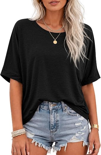 CATHY Women Summer Tops Short Sleeve Oversized T-Shirts Casual Loose Plus Size Trendy Clothes