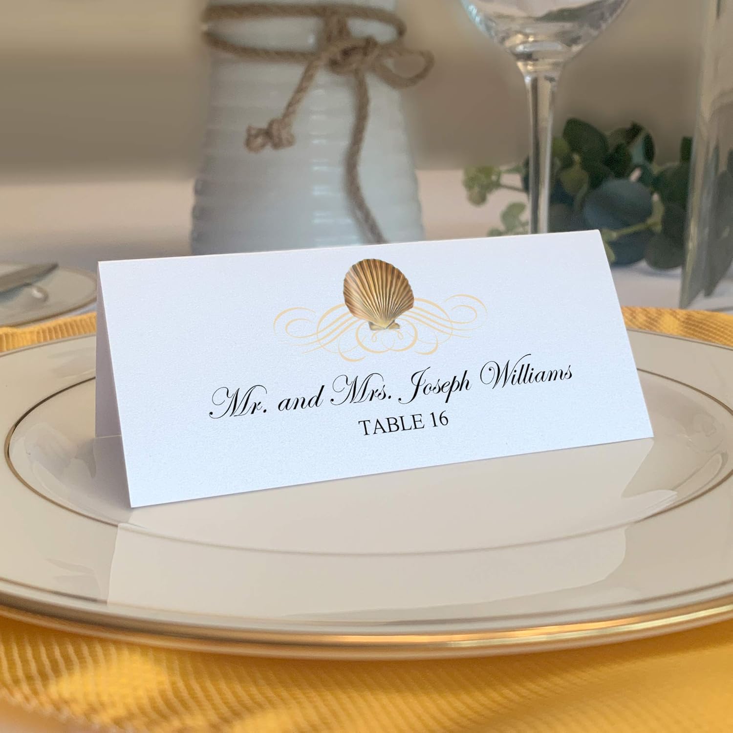 Scallop Seashell Flourish Printable Place Cards, Set of 150 (25 Sheets), Laser & Inkjet Printers - Wedding, Party, Dinner, and Special Events - Made in the USA