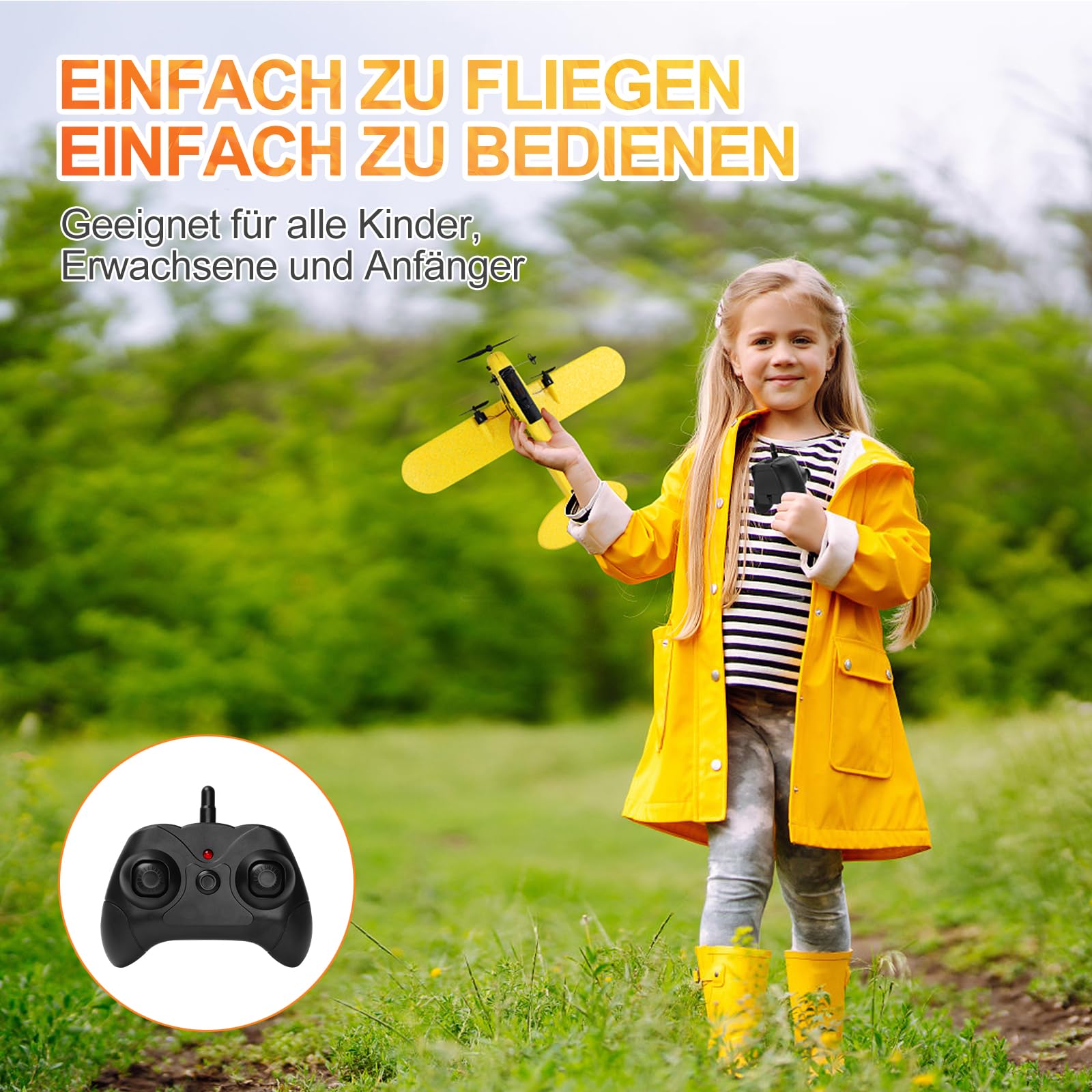 Henakmsl 2.4 GHz RC Vliegtuig 2 CH Afstandsbediend Vliegtuig, RTF voor beginners, kinderen en volwassenen, speelgoed met USB opladen Geel Henakmsl 2.4 GHz RC Vliegtuig 2 CH Afstandsbediend Vliegtuig, RTF voor beginners, kinderen en volwassenen, speelgoed met USB opladen Geel