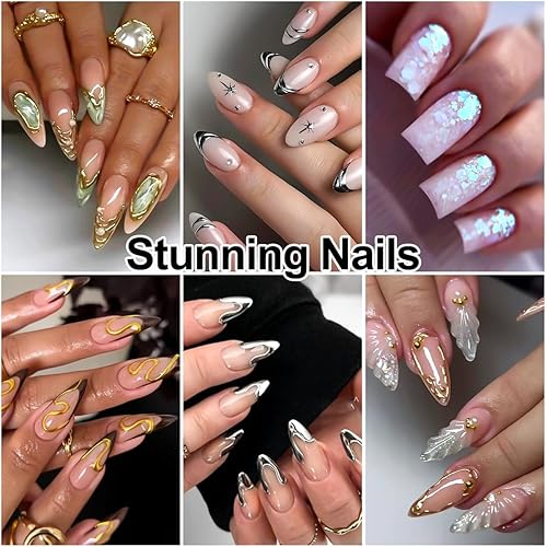 Miniatura 6 de Kit de gel de uñas 3D, gel esculpedor semisólido para frotar polvo de uñas cromado, pegar diamantes de imitación y pintura, geles UV que no se