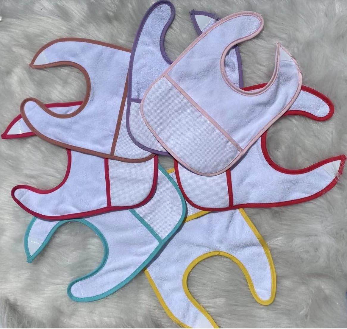 7pcs Red Edged Series Cotton Cross Stitch Baby Bib,16 Count aida Fabric Pocket,100% Cotton, Blank Bib to Cross Stitch